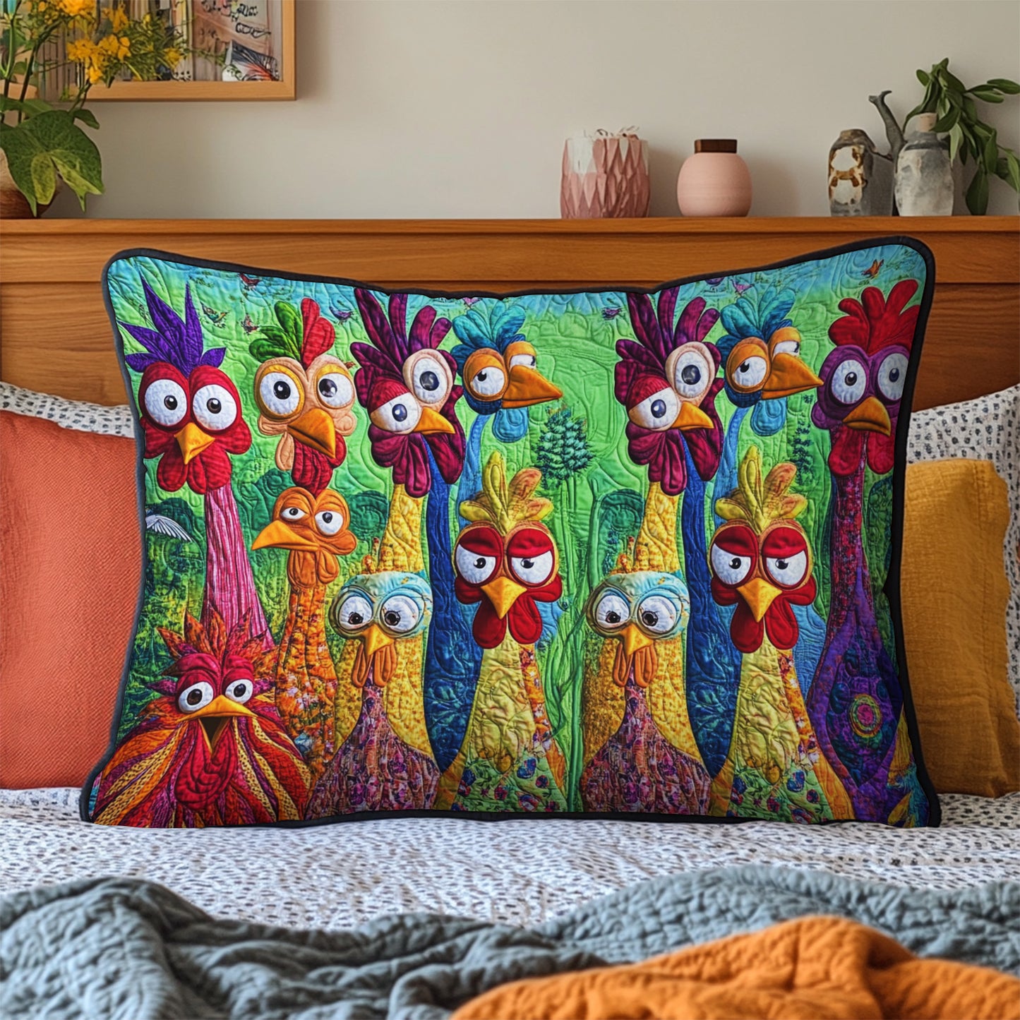 Rooster Riot Quilted Bedding Pillow Case NCU0PT8455