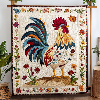 Rooster Charm Quilted Blanket NCU0PT5367