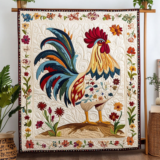 Rooster Charm Quilted Blanket NCU0PT5367