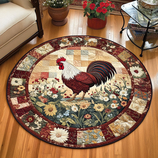 Rooster Garden Delight Quilted Round Mat NCU0PT6317