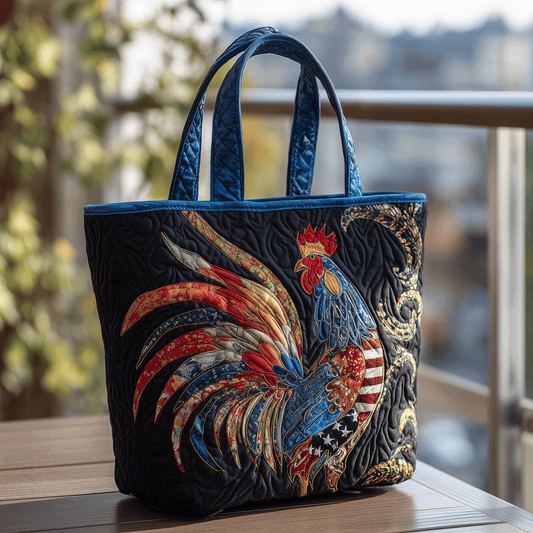 Rooster Glory Quilted Tote Bag NCU0TH2841