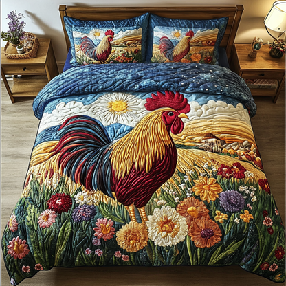 Rooster Majesty 3-Piece Quilted Bedding Set NCU0VH3190