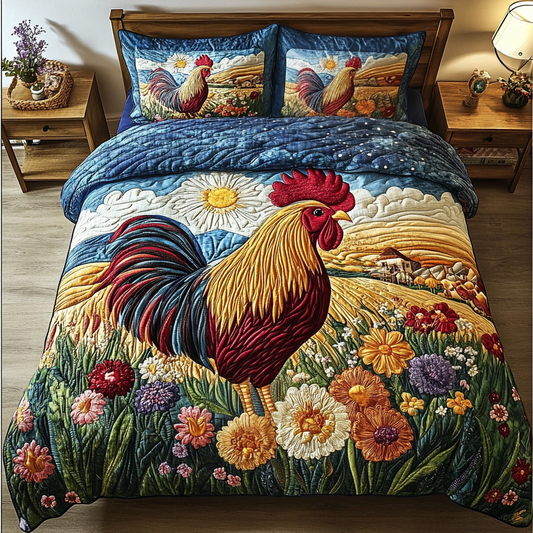 Rooster Majesty 3-Piece Quilted Bedding Set NCU0VH3190