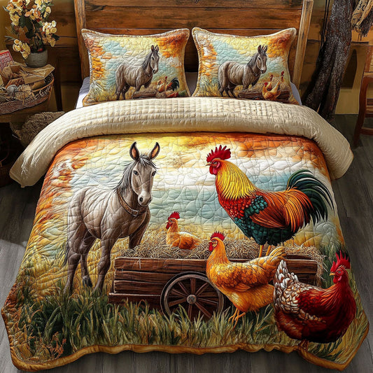 Rooster Nest 3-Piece Quilted Bedding Set NCU0NT5482