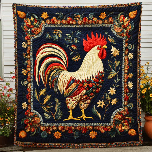 Rooster Parade Quilted Blanket NCU0NT7980