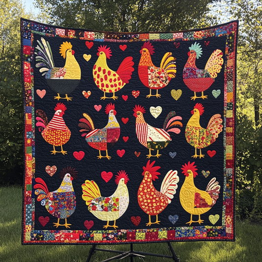 Rooster Parade Quilted Blanket NCU0VH2552