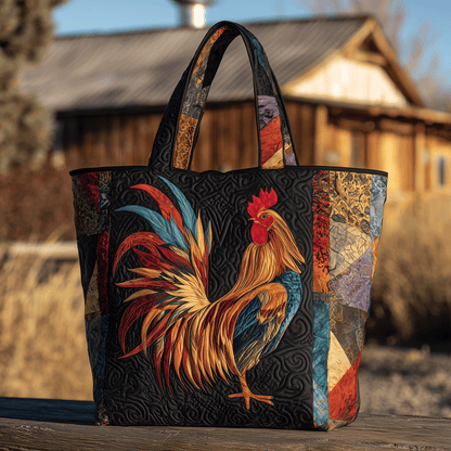 Rooster Patchwork Quilted Tote Bag NCU0TH2828
