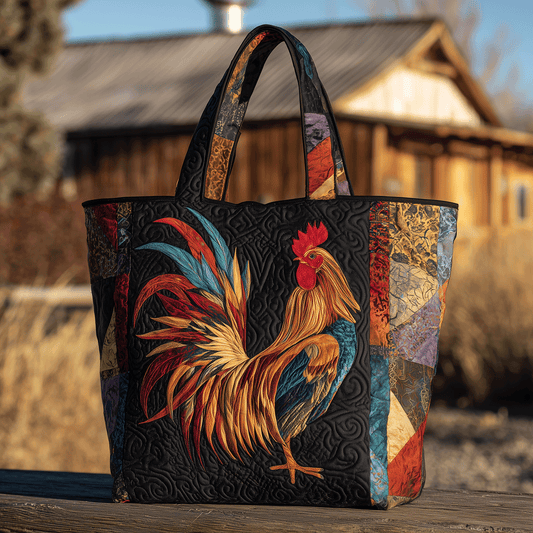 Rooster Patchwork Quilted Tote Bag NCU0TH2828