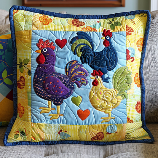 Rooster Reverie Quilted Pillow Case NCU0TL548