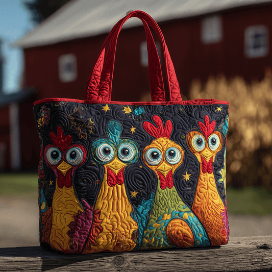 Rooster Rowdy Quilted Tote Bag NCU0TH2837