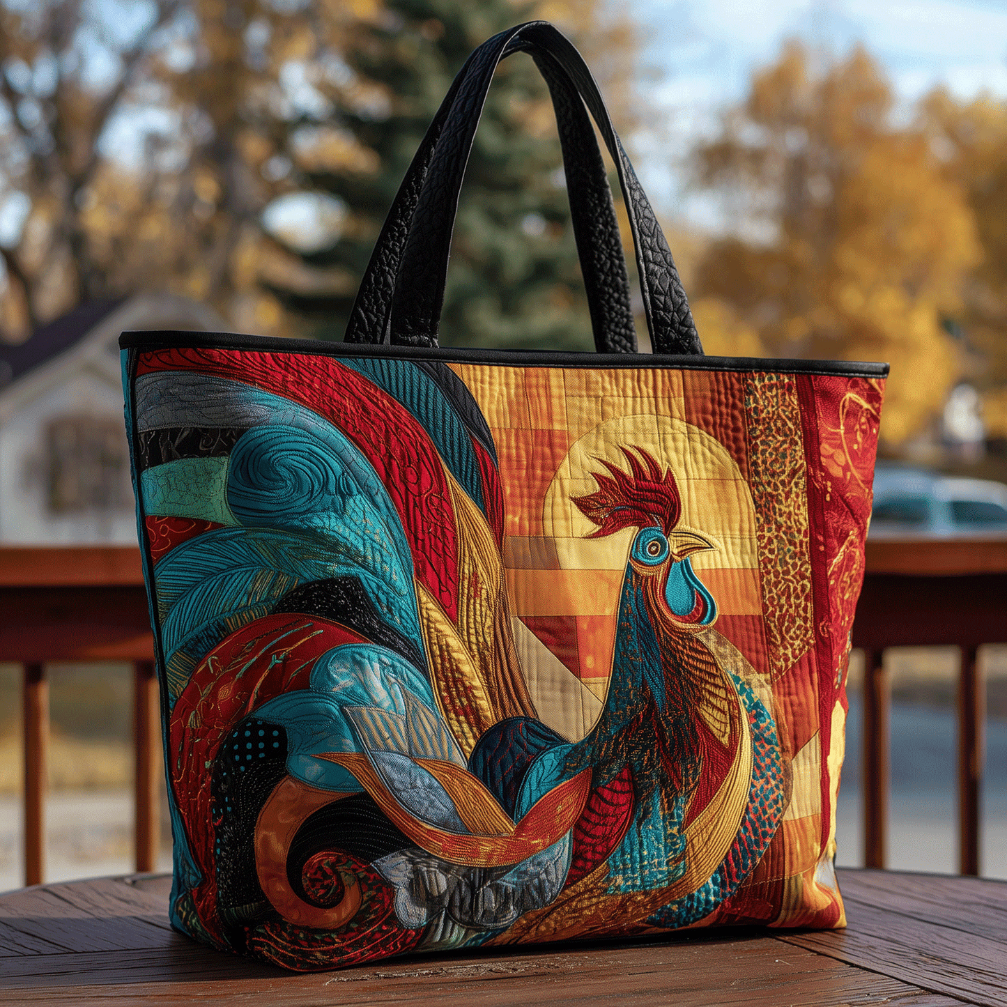 Rooster Royale Quilted Tote Bag NCU0TH2830