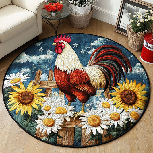 Rooster Sunrise Quilted Round Mat NCU0PT6319