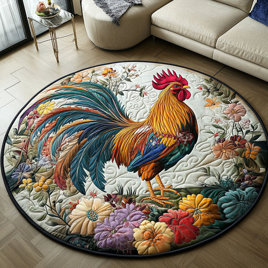 Rooster in Bloom Quilted Round Mat NCU0PT6318