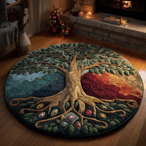 Rooted Chakra Energy Quilted Round Mat NCU0TH3321