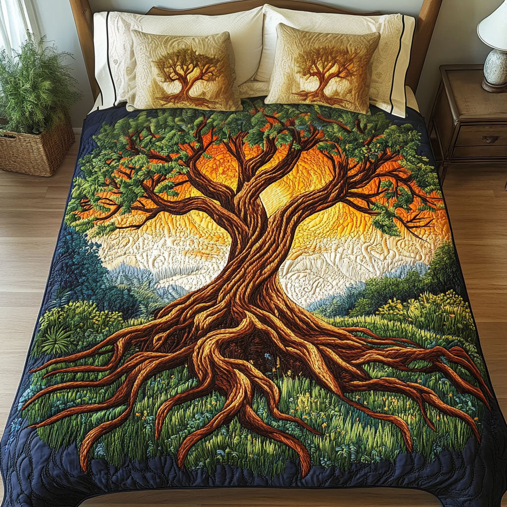 Rooted in Sunshine 3-Piece Quilted Bedding Set NCU0NT4449