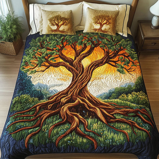 Rooted in Sunshine 3-Piece Quilted Bedding Set NCU0NT4449
