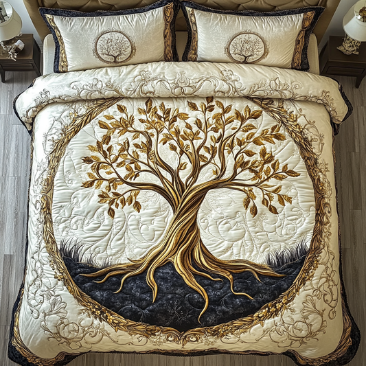 Roots Of Serenity 3-Piece Quilted Bedding Set NCU0VL854