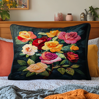 Rose Elegance Quilted Bedding Pillow Case NCU0NT3980