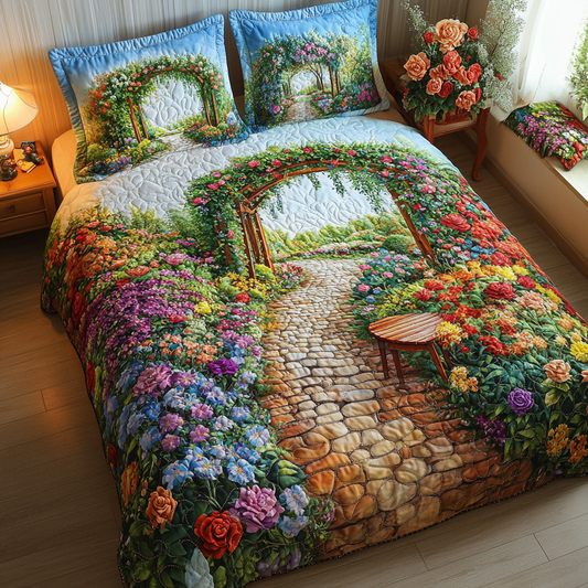 Rose Archway 3-Piece Quilted Bedding Set NCU0VL2615