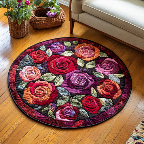 Rose Bloom Quilted Round Mat NCU0VH5105