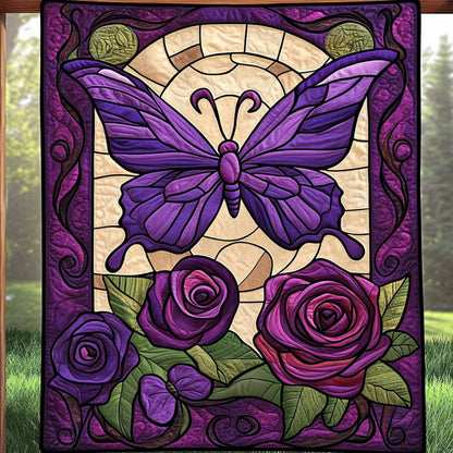 Rose Butterfly Quilted Blanket NCU0NT6358