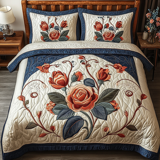 Rose Charm 3-Piece Quilted Bedding Set NCU0VH5884