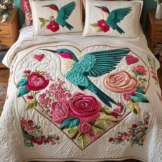 Rose Flutter 3-Piece Quilted Bedding Set NCU0VH1624