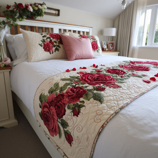 Rose Garden Hearts Quilted Bed Runner NCU0PT10818