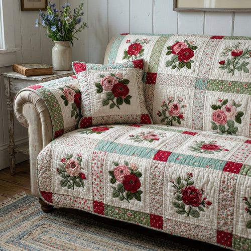 Rose Garden Quilted Sofa Cover NCU0NT12399