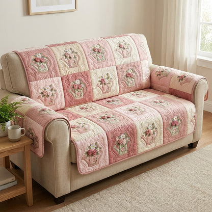Rose Garden Quilted Sofa Cover NCU0TV1793