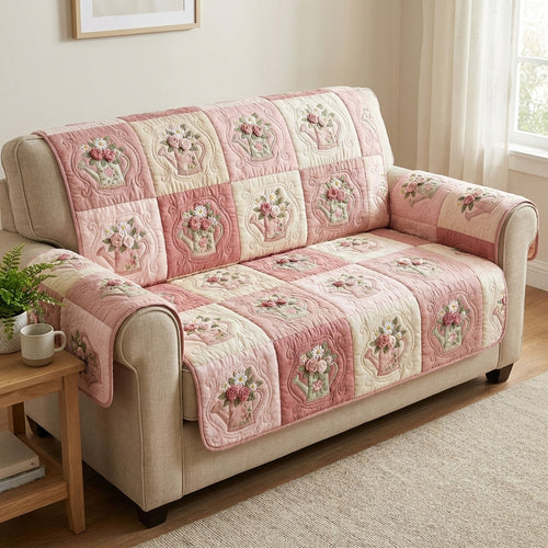 Rose Garden Quilted Sofa Cover NCU0TV1793