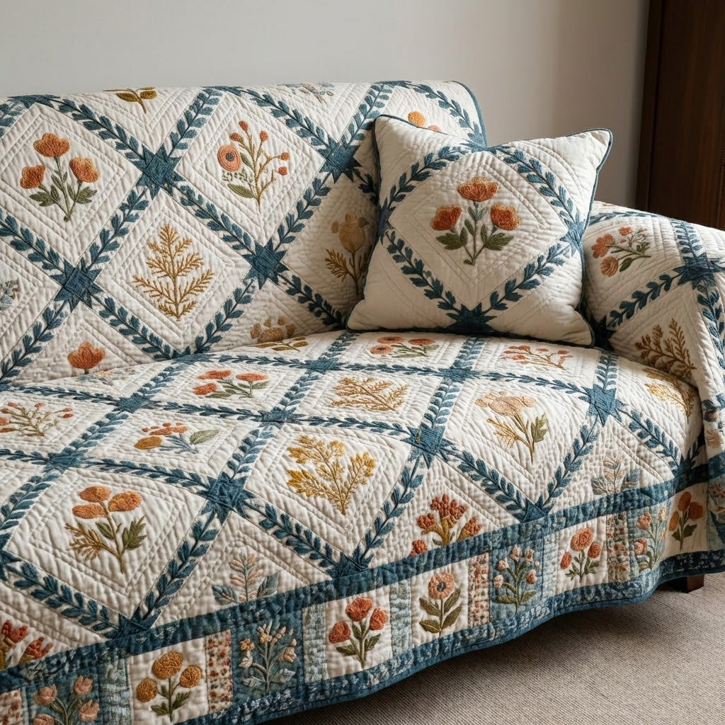 Rose Garden Quilted Sofa Cover NCU0VL3344