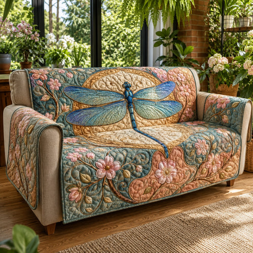 Rose Garden Skimmer Quilted Sofa Cover NCU0VL3812