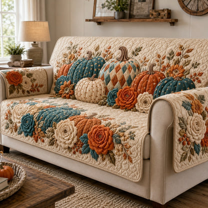 Rose Pumpkins Quilted Sofa Cover NCU0VL3777