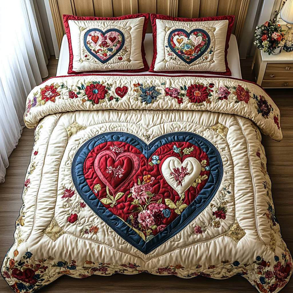 Rosebound 3-Piece Quilted Bedding Set NCU0TD2052