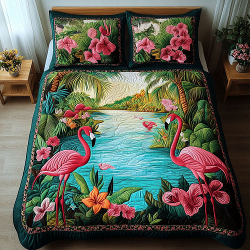 Rosy Glow 3-Piece Quilted Bedding Set NCU0NT2527