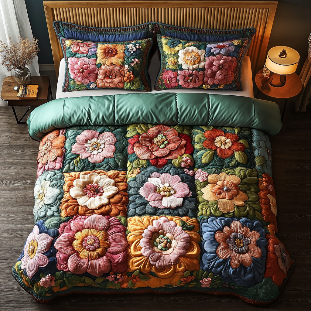 Rosy Retreat 3-Piece Quilted Bedding Set NCU0VH3668