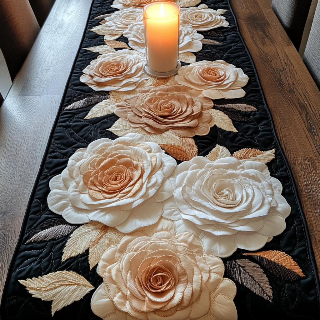 Rosy Whispers Quilted Table Runner NCU0VH4375