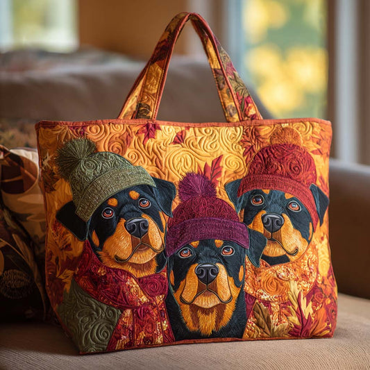 Rottie Autumn Trio Quilted Tote Bag NCU0NT9103