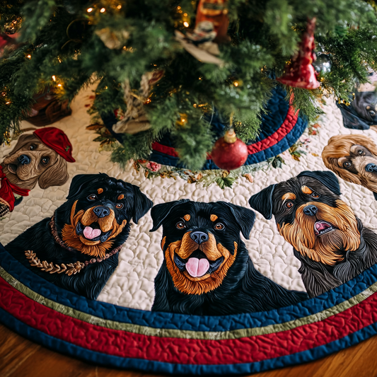 Rottweiler Heart Christmas Quilted Tree Skirt NCU0DK10656