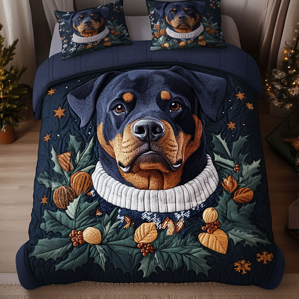Rottweiler Warmhearted Woof 3-Piece Quilted Bedding Set NCU0PT2311