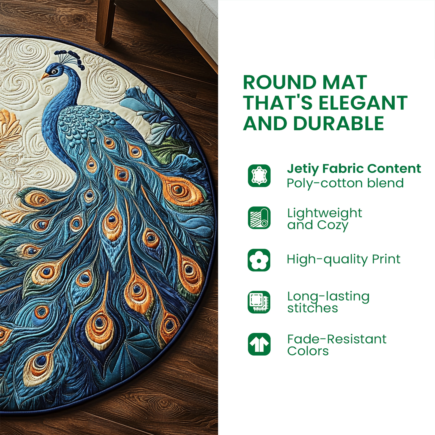 Golden Antlers Quilted Round Mat NCU0DK5567