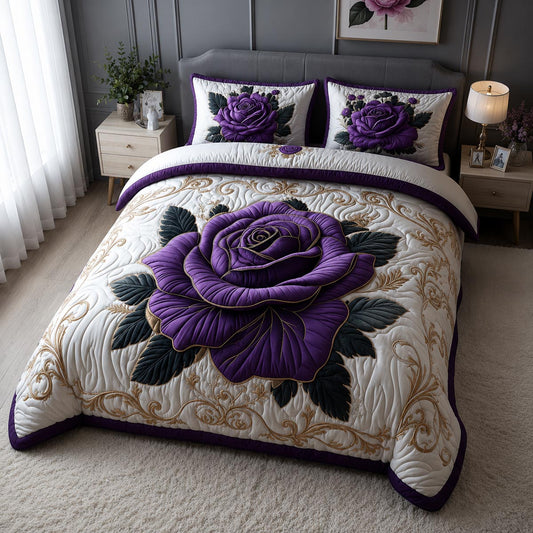 Royal Petals 3-Piece Quilted Bedding Set NCU0DV3633