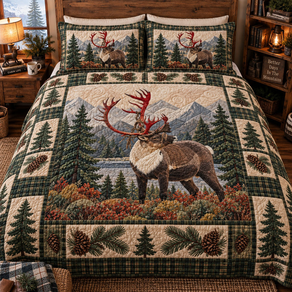 Royal Antler Retreat 3-Piece Quilted Bedding Set NCU0PT12207