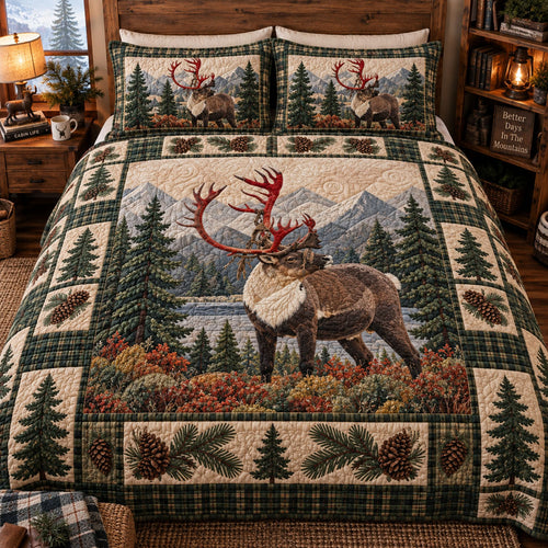 Royal Antler Retreat 3-Piece Quilted Bedding Set NCU0PT12207