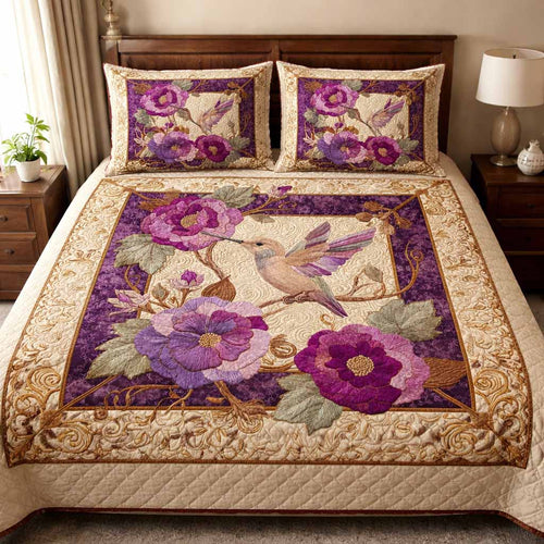 Royal Blossom 3-Piece Quilted Bedding Set NCU0XD2562
