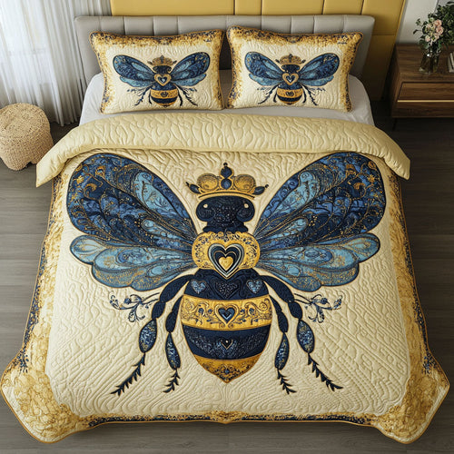 Royal Blue Bee 3-Piece Quilted Bedding Set NCU0NT5038