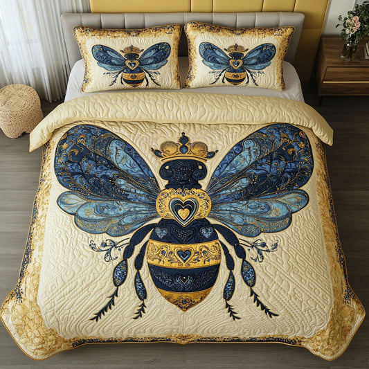 Royal Blue Bee 3-Piece Quilted Bedding Set NCU0NT5038