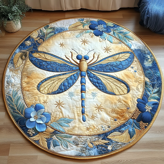 Royal Blue Dragonfly Quilted Round Mat NCU0VL1338
