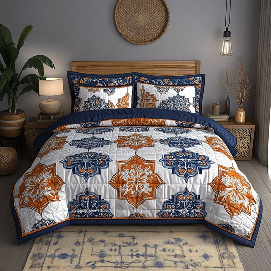 Royal Blue Elegance 3-Piece Quilted Bedding Set NCU0VL1010